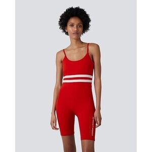 Perfect Moment womens Activewear Workout Romper Fitness Suit sz Small Red Stripe